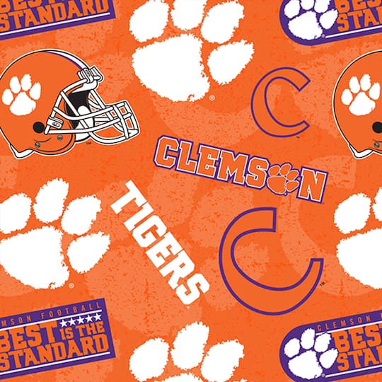 NCAA Clemson University Tigers Logo Tone-on-Tone Cotton Fabric